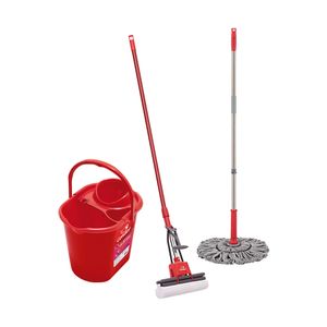 Kit MOP - Esfregão Autotorção + Rodo Mágico PVA + Balde