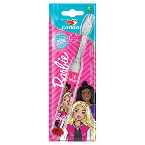 Escova Dental Infantil Macia com Luz de Led Barbie Condor Cabeça P