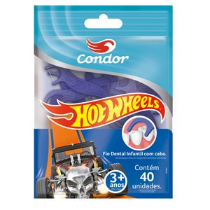 Fio Dental Infantil com Cabo Hot Wheels Condor 40 Unidades