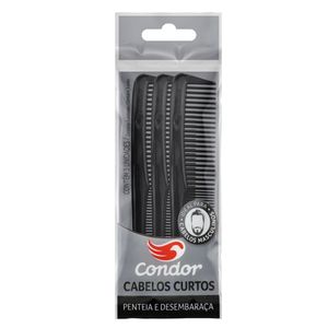 Pente para Cabelo Masculino Preto Condor 3 Unidades