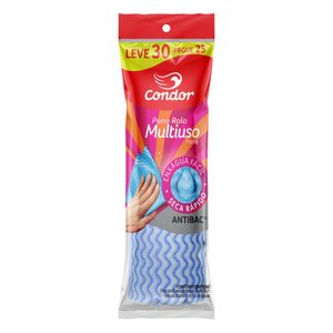 Pano Multiuso em Rolo Azul Condor Antibac Leve 30 Pague 25 Unidades