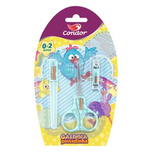 Kit Lixa + Tesoura + Cortador para Unhas Infantil Galinha Pintadinha Condor