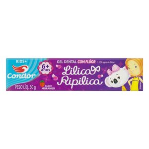 Gel Dental com Flúor Morango Lilica Ripilica Condor Kids Caixa 50g