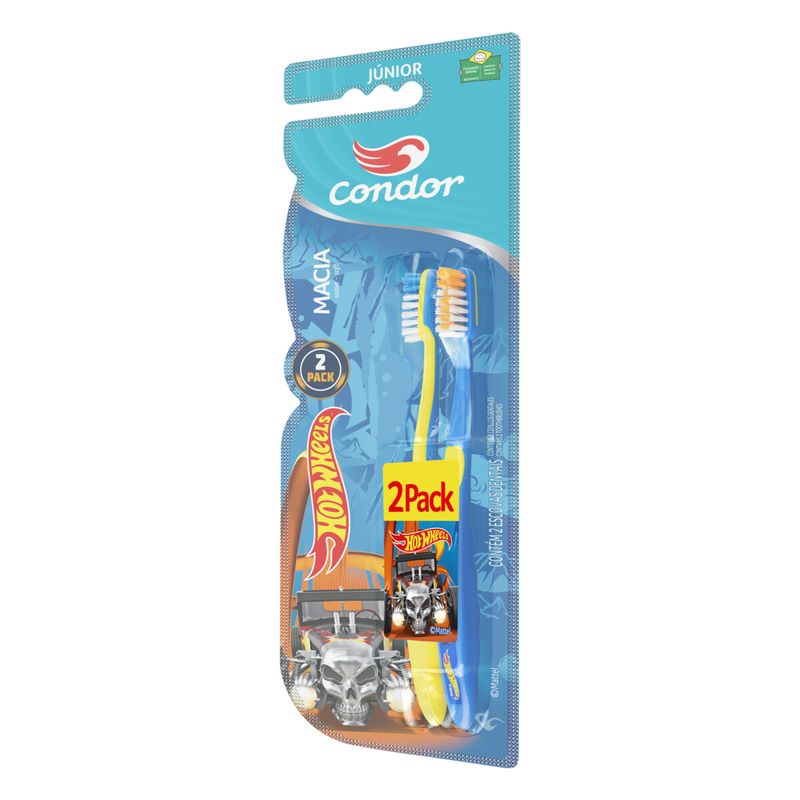 Escova-Dental-Macia-Hot-Wheels-Condor-Junior-Cabeca-P-2-Unidades