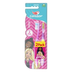 Escova Dental Infantil Macia Barbie Condor Júnior Cabeça P 2 Unidades