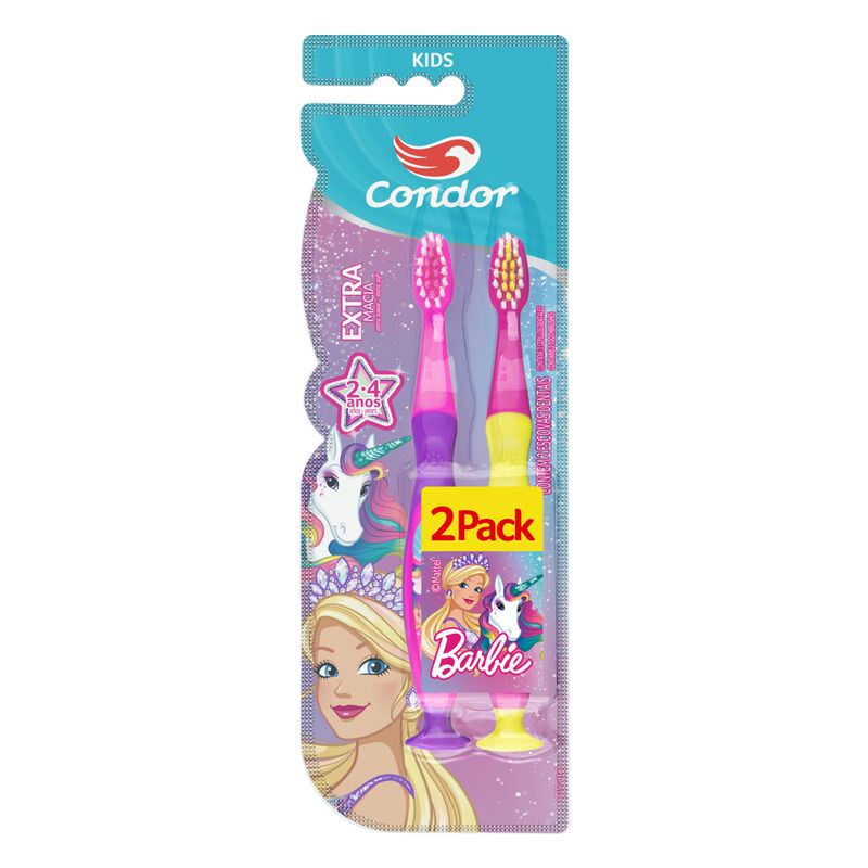 Escova-Dental-Infantil-Extramacia-Barbie-Condor-Kids-Cabeca-P-2-Unidades