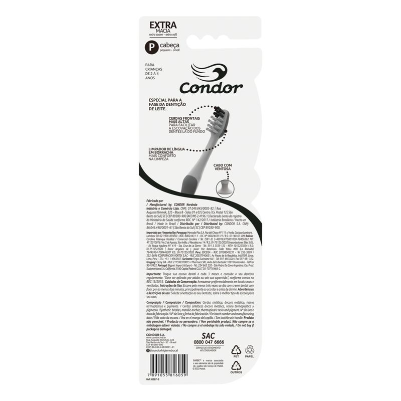 Escova-Dental-Infantil-Extramacia-Barbie-Condor-Kids-Cabeca-P-2-Unidades