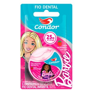 Fio Dental Infantil com Cera Morango Barbie Condor 25m