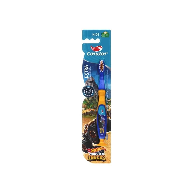 Escova-Dental-Extramacia-Hot-Wheels-Condor-Kids-Cabeca-P-Gratis-Capa-Protetora