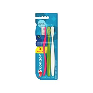 Escova Dental Macia Condor Plus Cabeça M Leve 3 Pague 2 Unidades