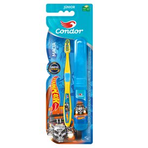 Escova Dental Infantil Macia Hot Wheels Condor Júnior Cabeça P Grátis Estojo Protetor