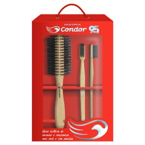 Kit 2 Escovas Dentais + 1 Escova para Cabelo Condor Edição Especial 95 Anos