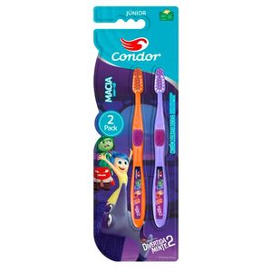 Escova Dental Macia Divertida Mente 2 Condor Júnior Cabeça P 2 Unidades