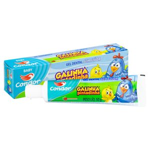 Gel Dental Infantil sem Flúor Morango Galinha Pintadinha Condor Baby Caixa 50g