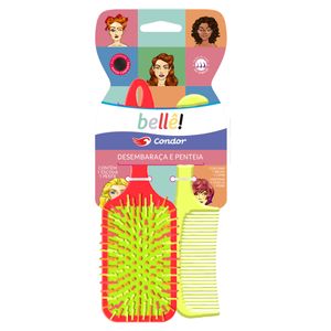 Kit Escova para Cabelo Raquete + Pente Condor Bellê!